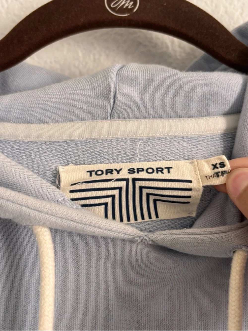 Tory Burch Sport Women's Size XS Blue French Terry Chevron Hoodie